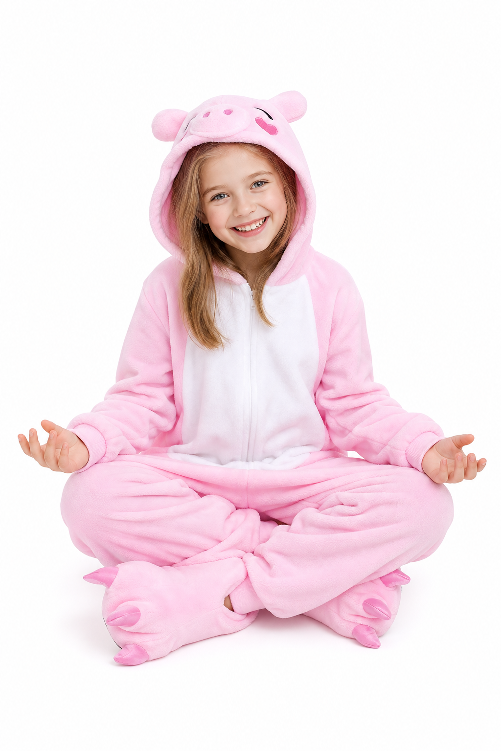 Kids' Hooded Baby Pink Pig Kigurumi Pajama Onesie