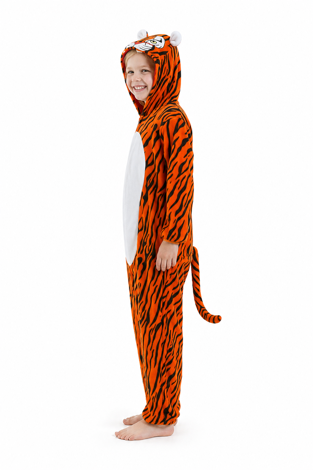 Kids' Hooded Bengal Tiger Plush Kigurumi Onesie