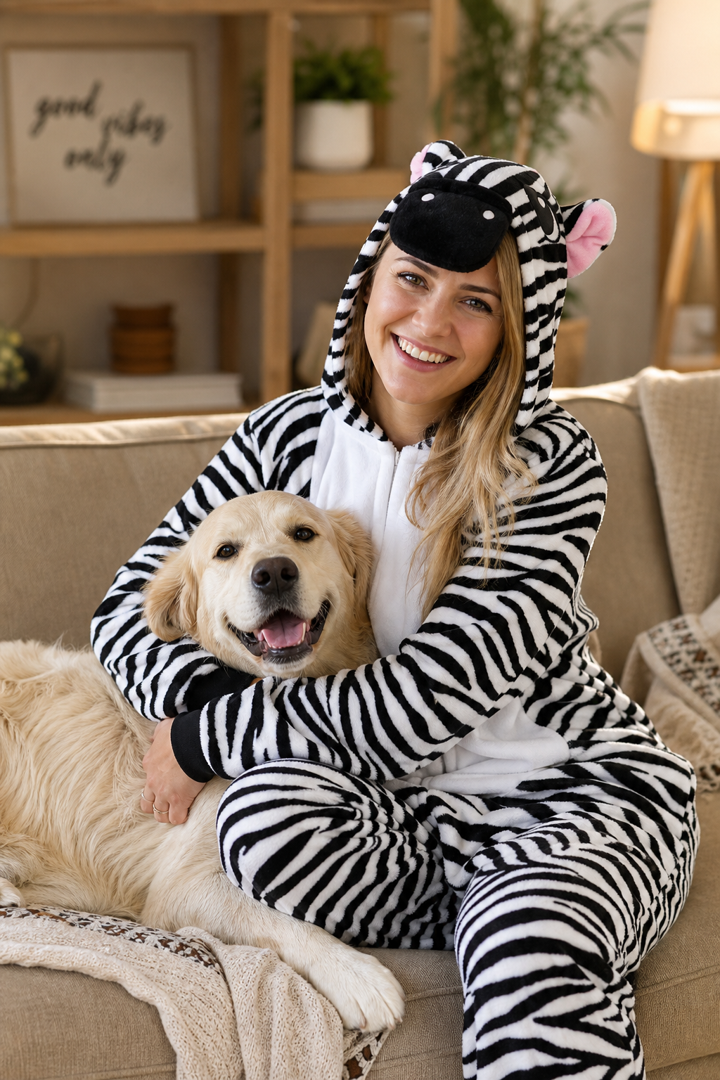 Adult Hooded Zebra Kigurumi Onesie