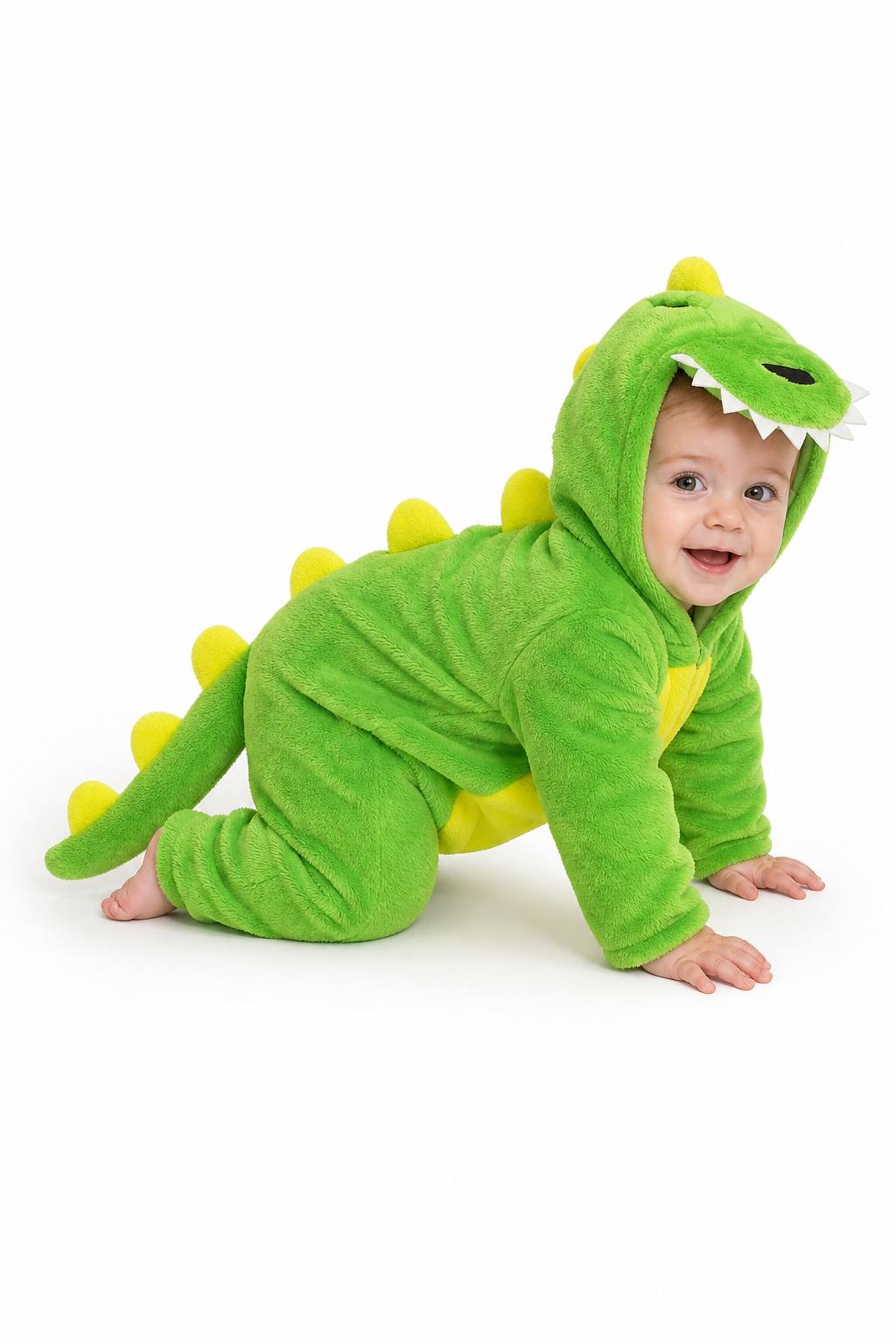 Green Plush Dinosaur Baby Hooded Kigurumi Onesie