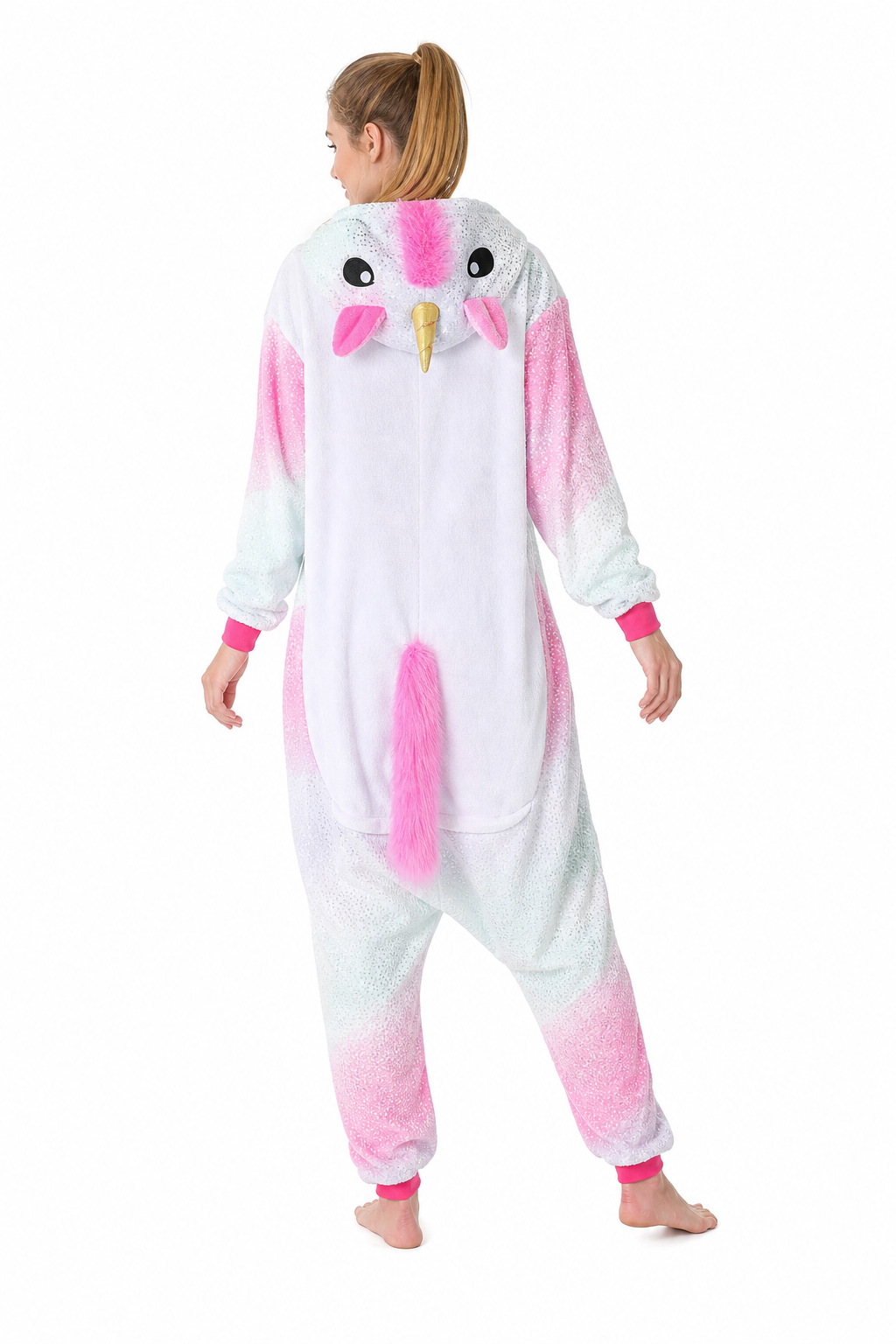 Adult Hooded Pink & Mint Glitter Ombre Unicorn Kigurumi Onesie