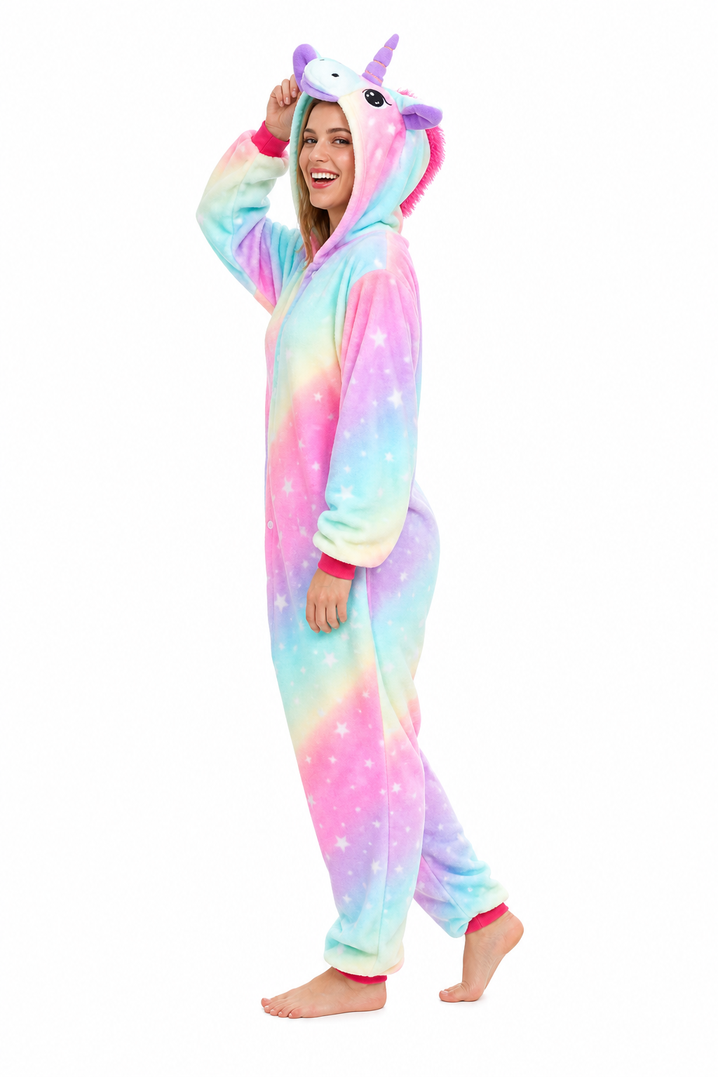 Adult Hooded Pastel Aurora Star Unicorn Kigurumi Onesie