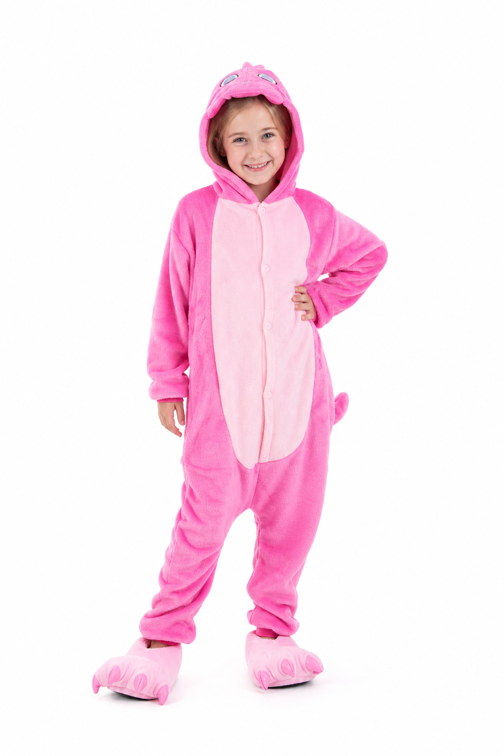 Kids' Hooded Hot Pink Spiky Monster Kigurumi Costume Onesie
