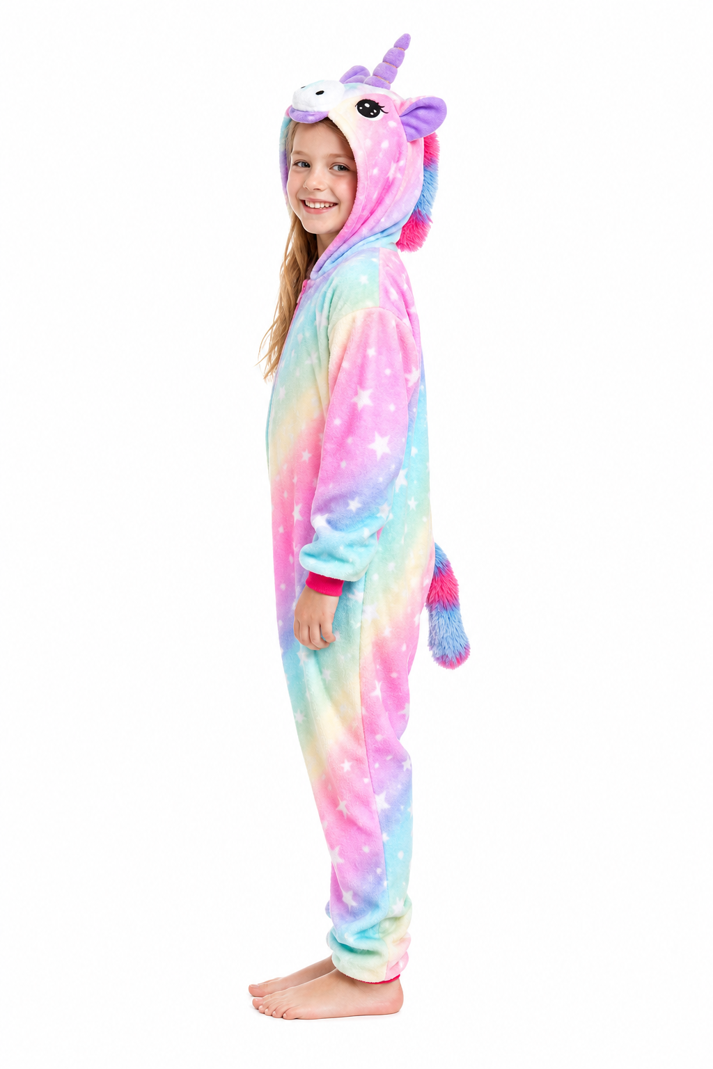 Kids' Hooded Pastel Gradient Star Unicorn Kigurumi Pajama Onesie