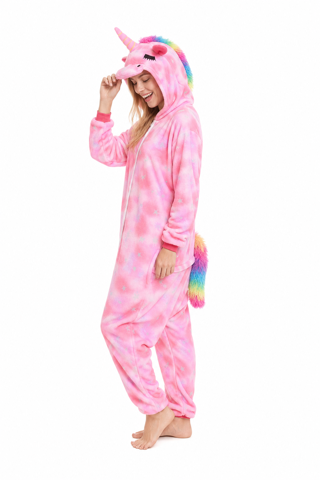 Adult Hooded Pink Starry Unicorn Kigurumi Onesie