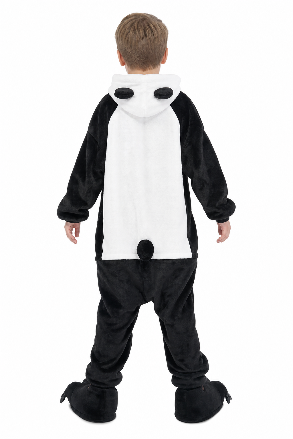 Kids' Hooded Black and White Panda Kigurumi Onesie