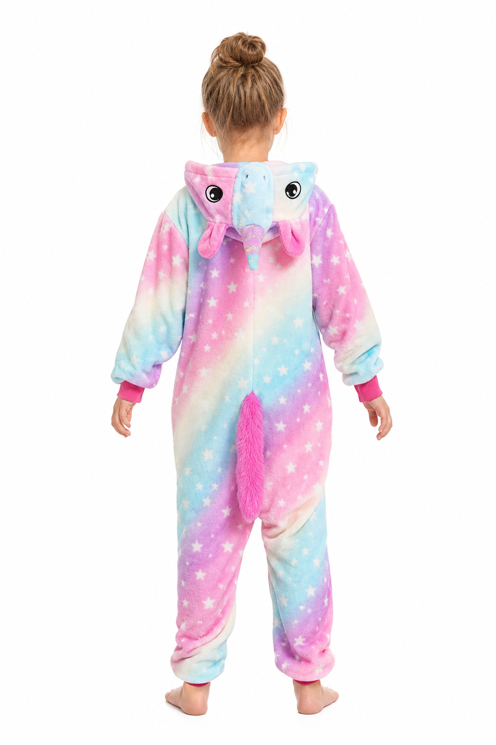 Kids' Hooded Pastel Tie-Dye Star Unicorn Kigurumi Onesie