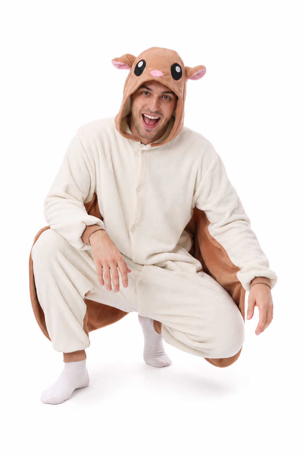 Adult Cream and Brown Flying Squirrel Onesie