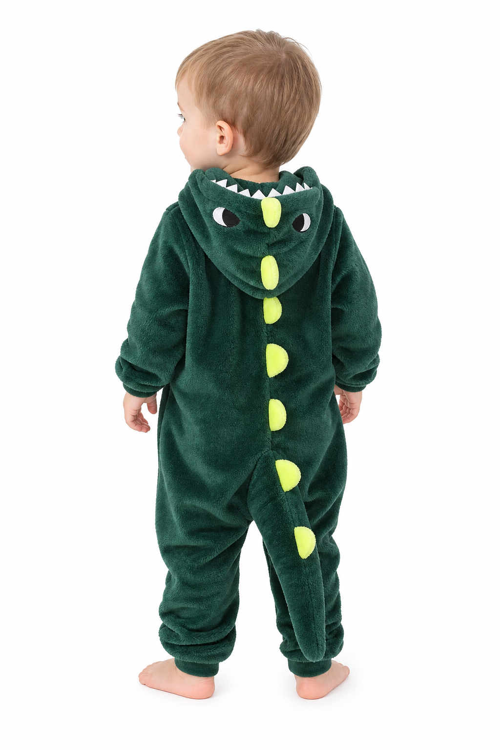Hooded Plush Green Dinosaur Baby Kigurumi Onesie