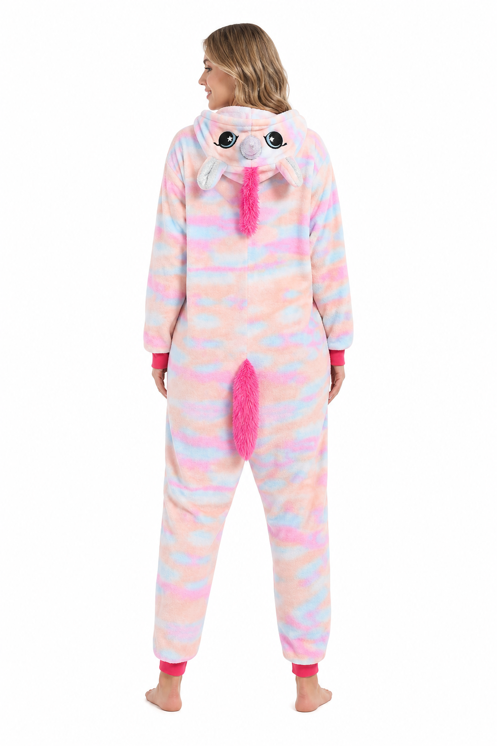 Adult Hooded Pastel Tie-Dye Unicorn Kigurumi Onesie