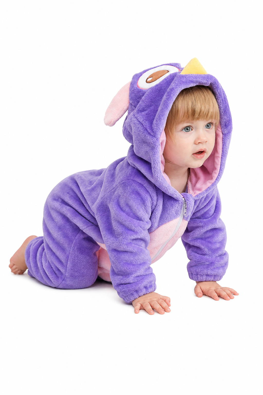 Baby Purple Plush Dragon Kigurumi Onesie with Pink Belly