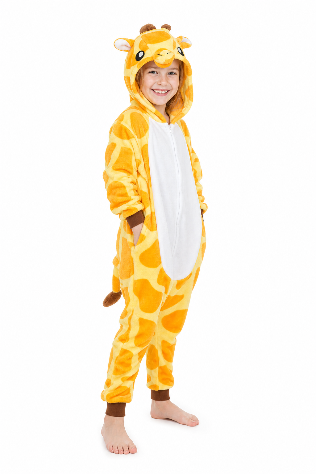Kids' Hooded Orange Giraffe Kigurumi Costume Onesie