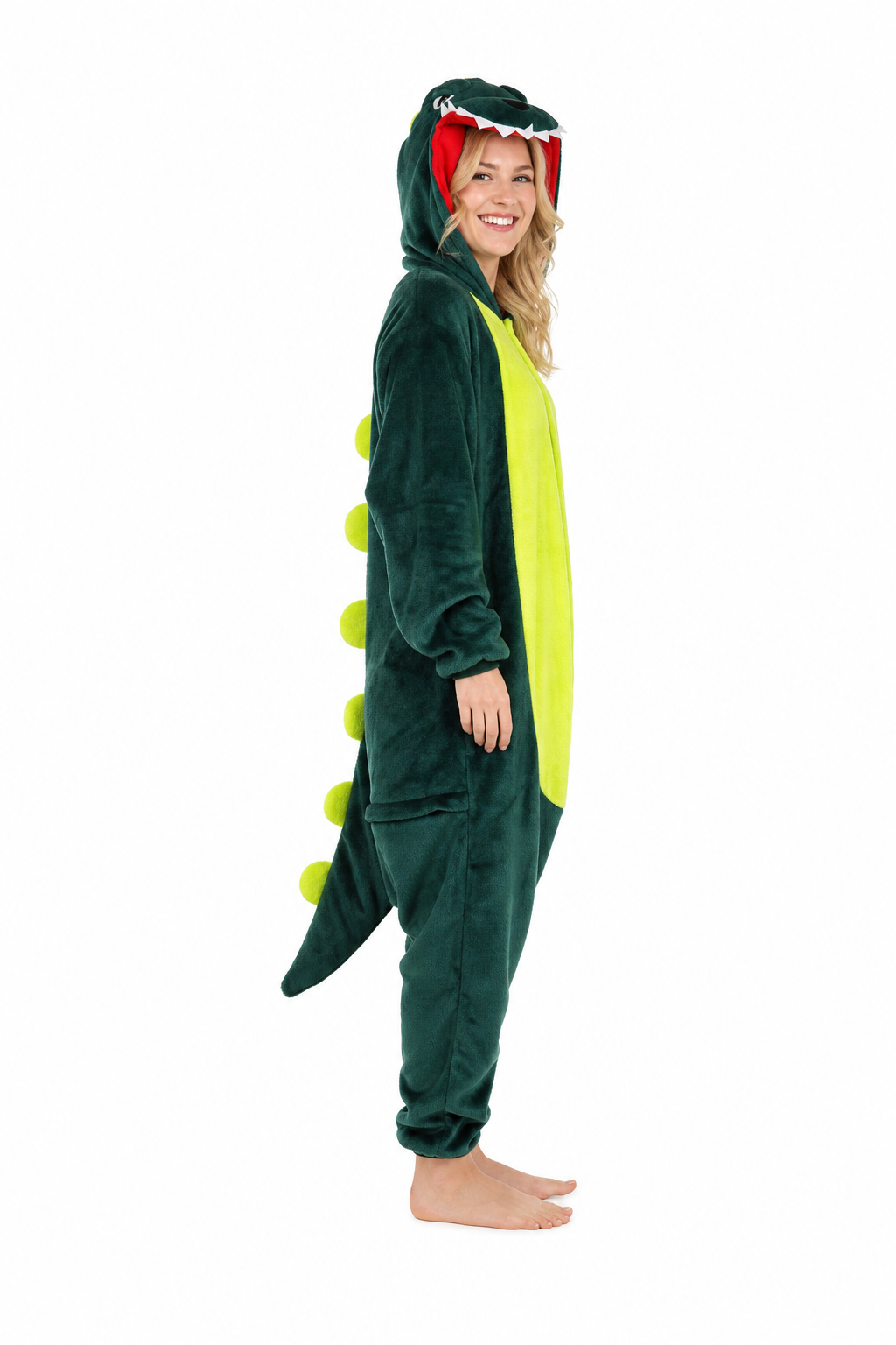 Adult Hooded Dark Green Dinosaur Kigurumi Onesie