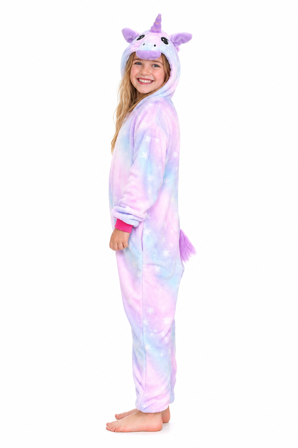 Kids' Hooded Pastel Galaxy Tie-Dye Unicorn Kigurumi Onesie