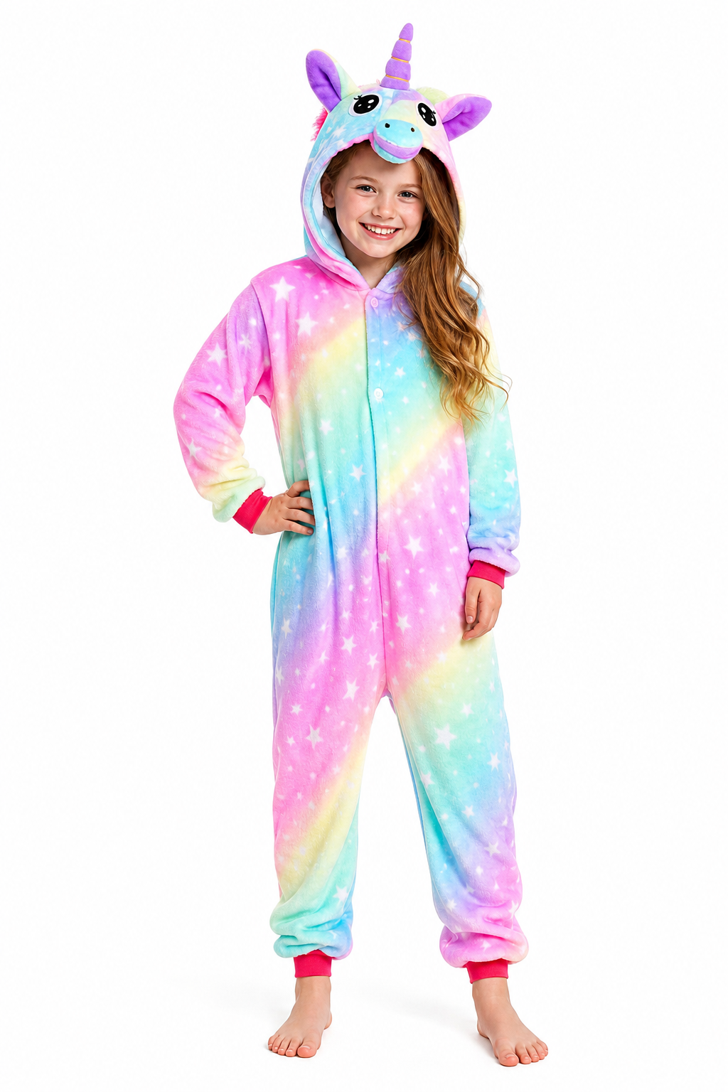 Kids' Rainbow Star Unicorn Plush Onesie