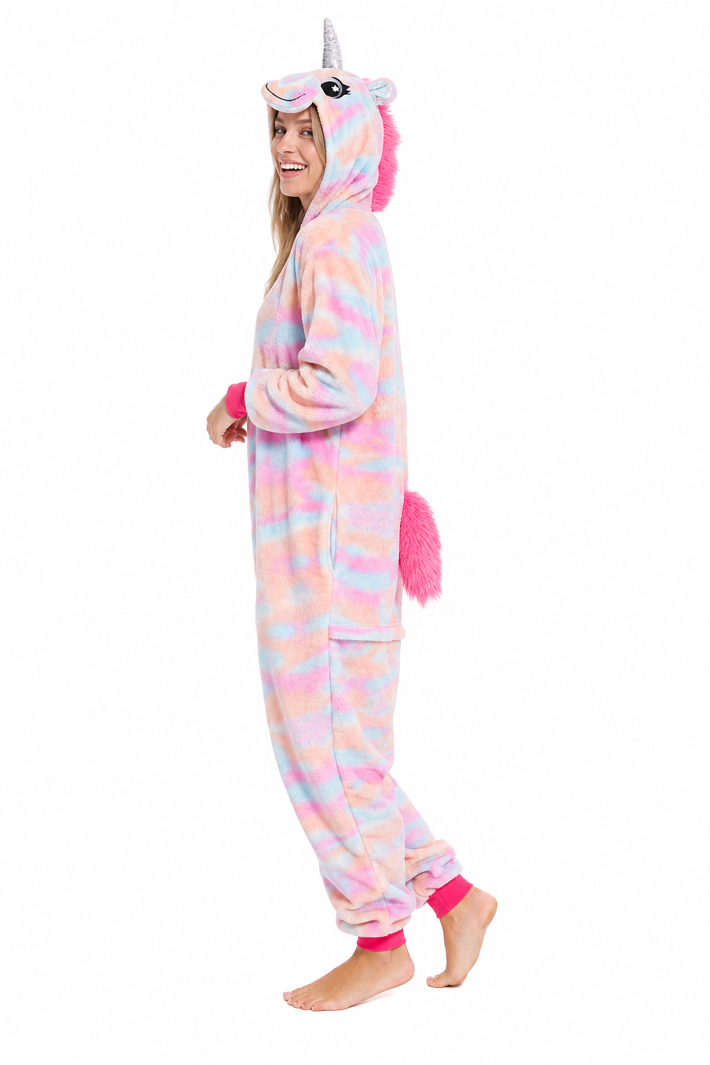 Adult Hooded Pastel Tie-Dye Unicorn Kigurumi Onesie