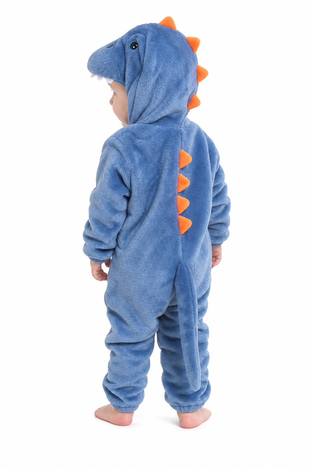 Baby Blue Plush Hooded Dinosaur Kigurumi Onesie