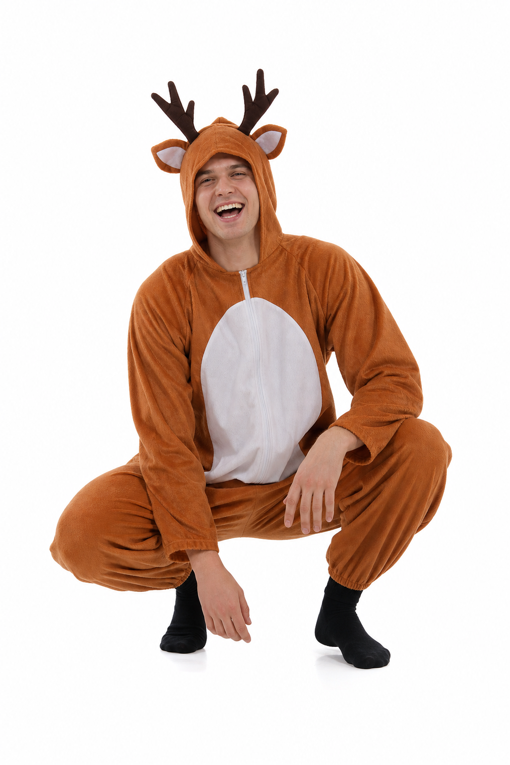 Adult Reindeer Kigurumi Onesie with Antler Hood