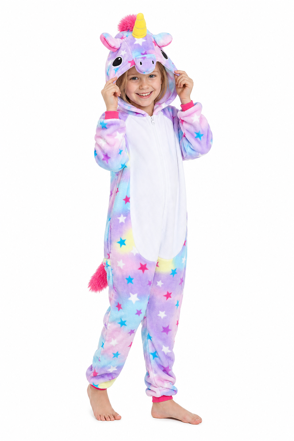 Kids' Hooded Pastel Multicolor Star Unicorn Kigurumi Costume Onesie
