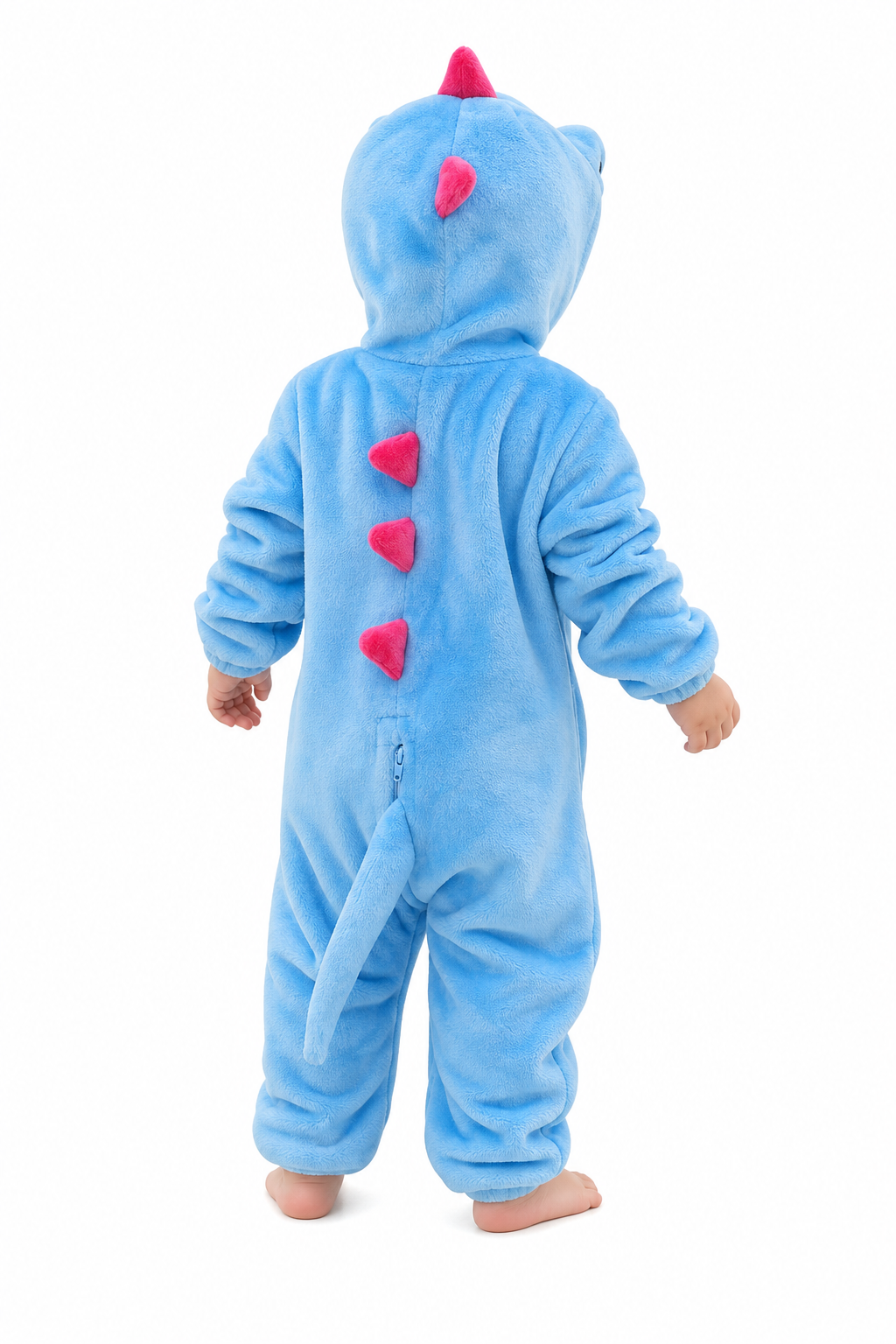 Bright Blue Plush Dinosaur Baby Kigurumi Onesie