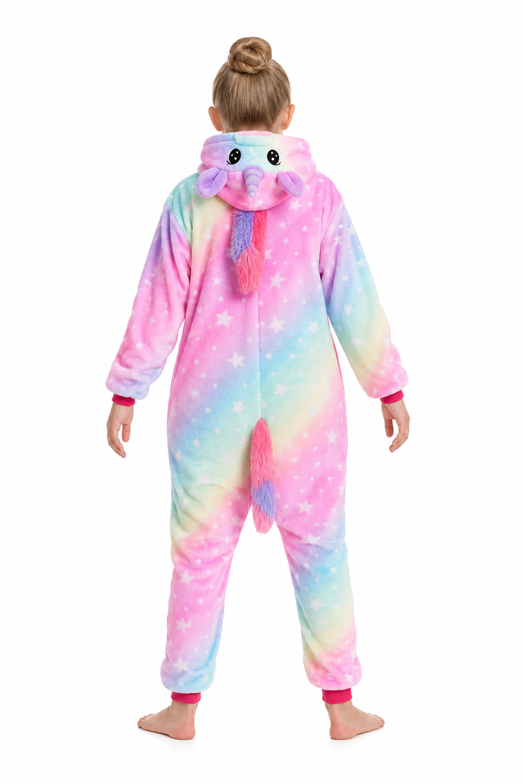 Kids' Hooded Pastel Rainbow Sky Unicorn Plush Kigurumi Onesie