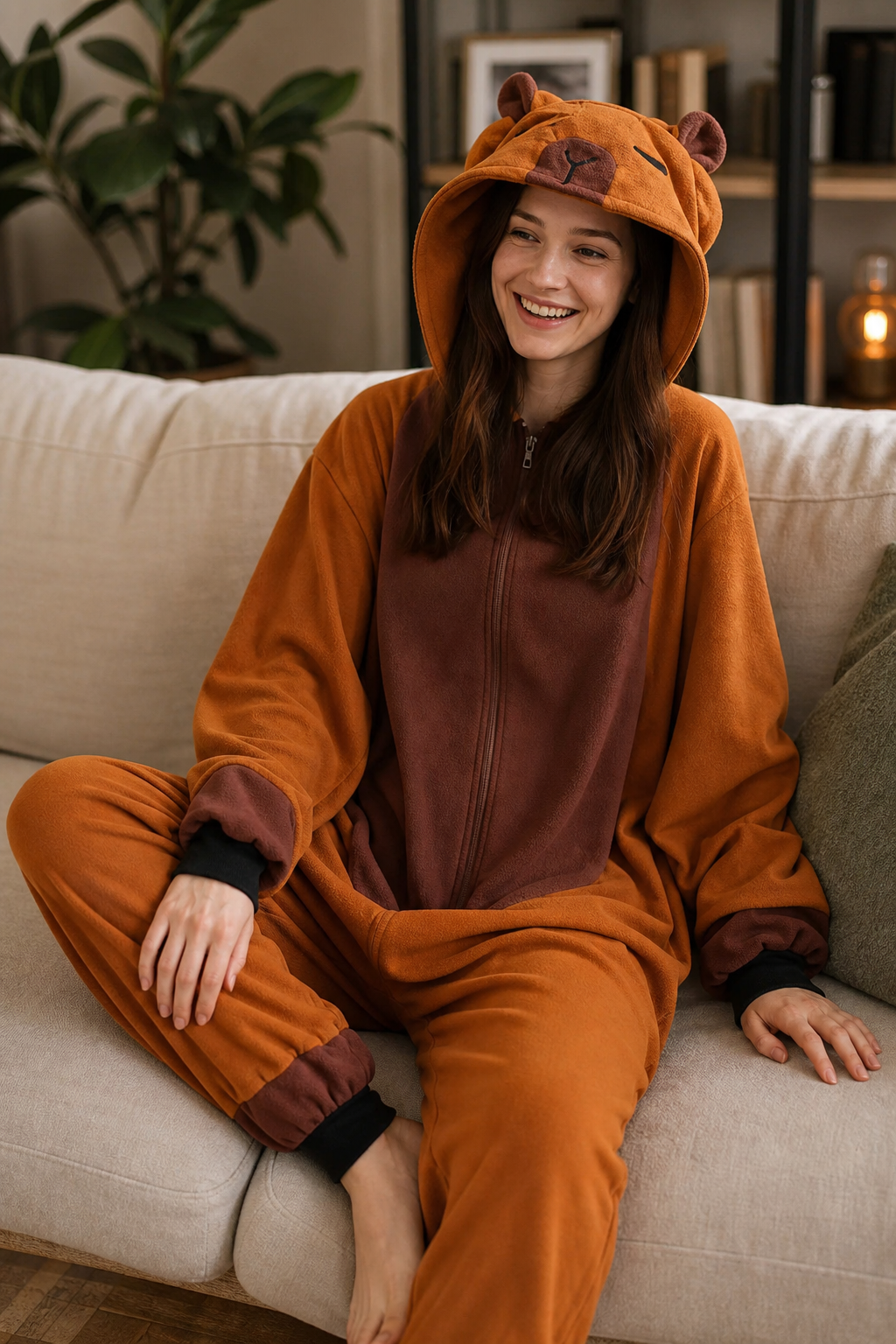 Adult Hooded Brown Bear Kigurumi Onesie
