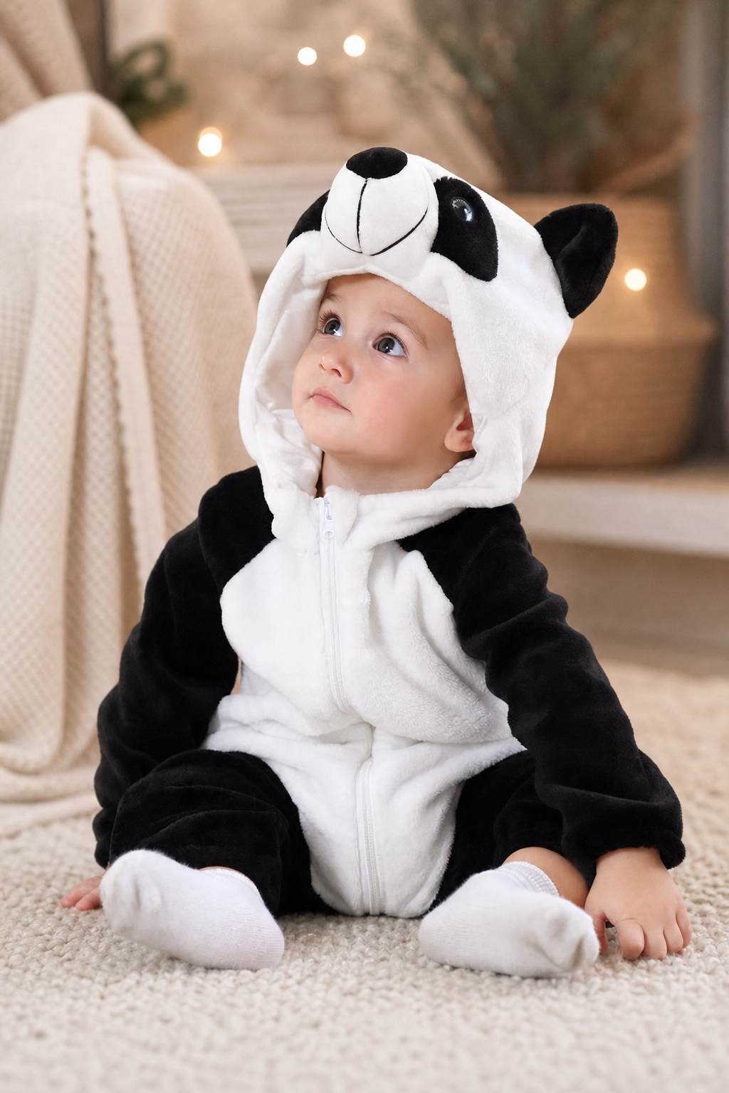 Baby Plush Panda Costume Onesie with Hood