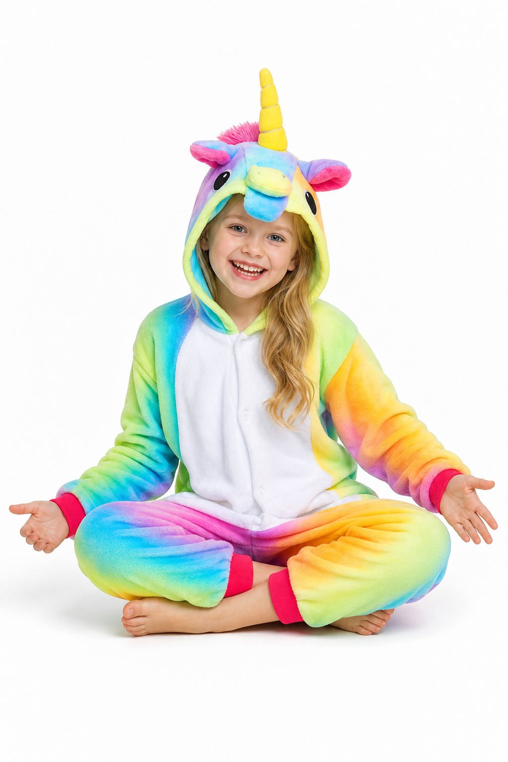 Kids' Hooded Rainbow Ombre Unicorn Kigurumi Onesie