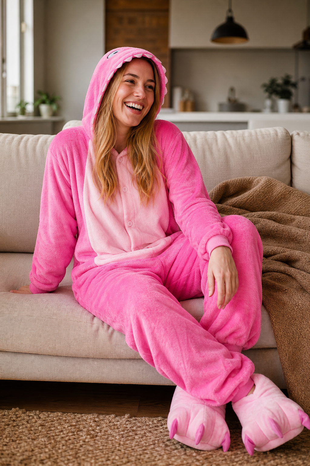 Adult Pink Monster Kigurumi Onesie