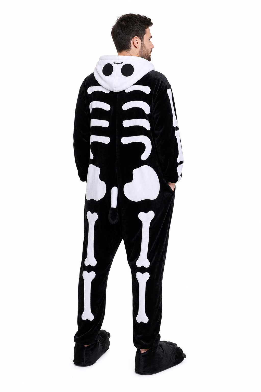 Adult Hooded Black & White Skeleton Kigurumi Onesie