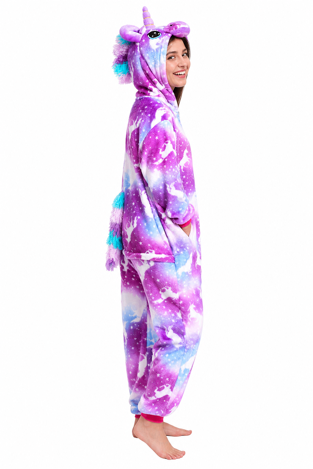 Adult Hooded Pink & Purple Galaxy Unicorn Kigurumi Onesie