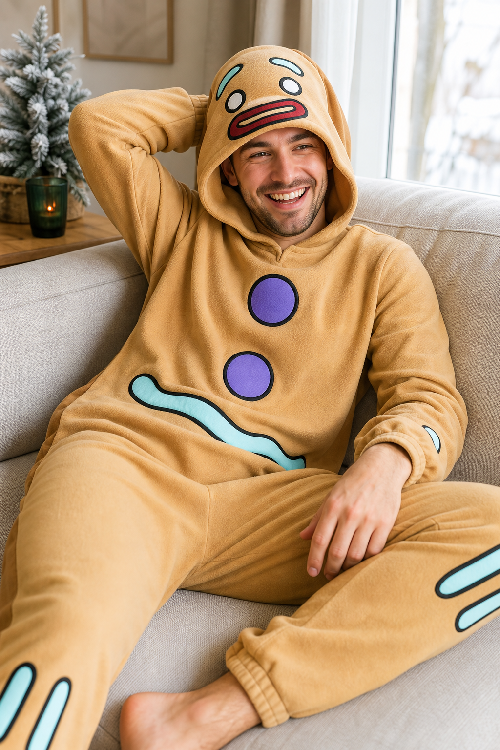 Adult Hooded Gingerbread Man Kigurumi Onesie