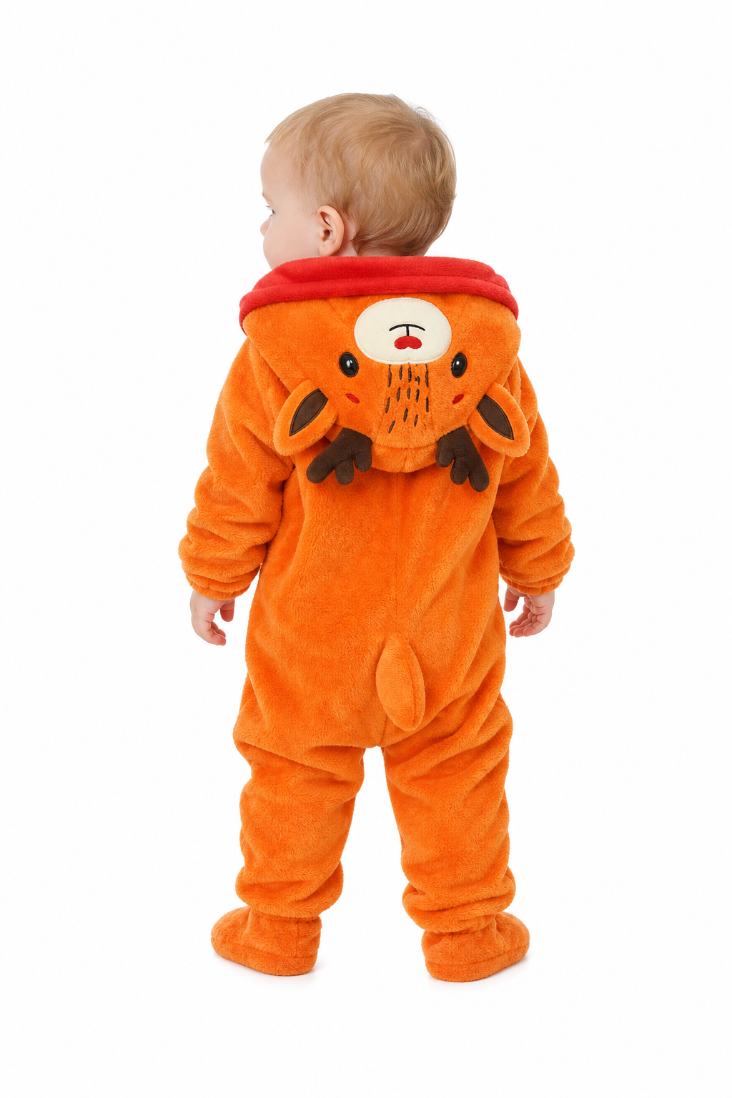 Cute Baby Plush Reindeer Kigurumi Onesie with Scarf