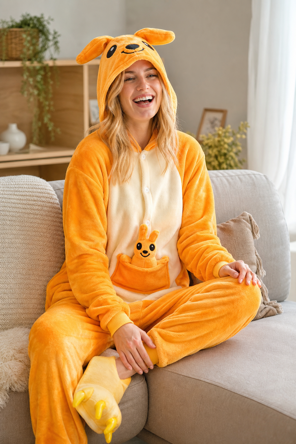 Adult Orange Kangaroo Kigurumi Onesie