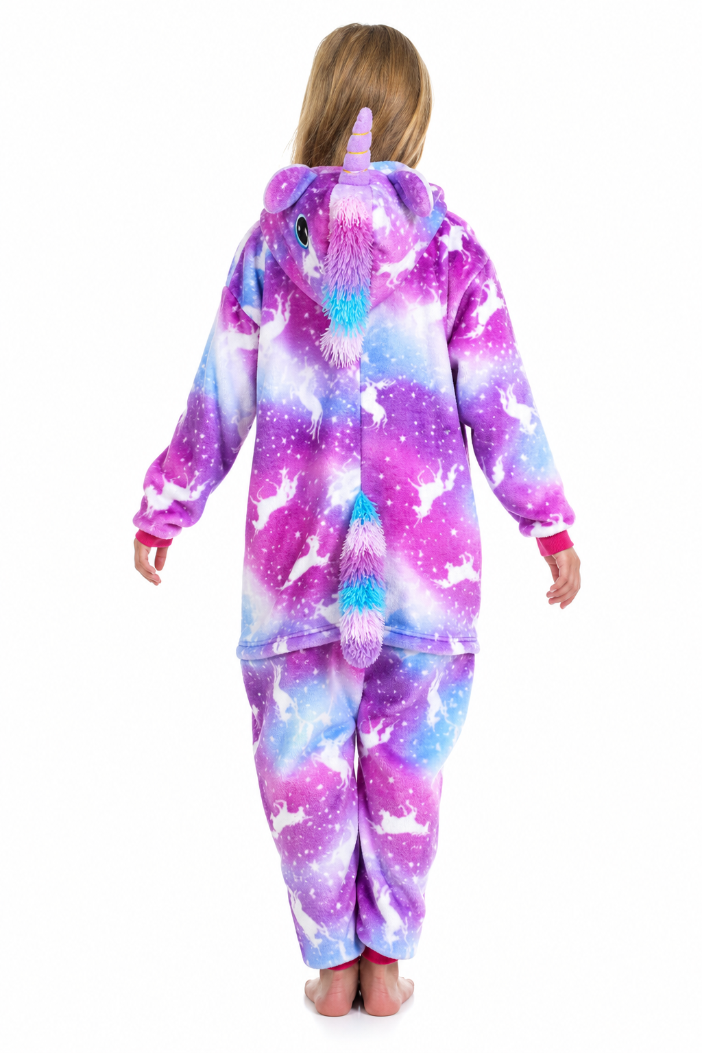 Kids' Hooded Pink and Purple Galaxy Unicorn Kigurumi Costume Onesie