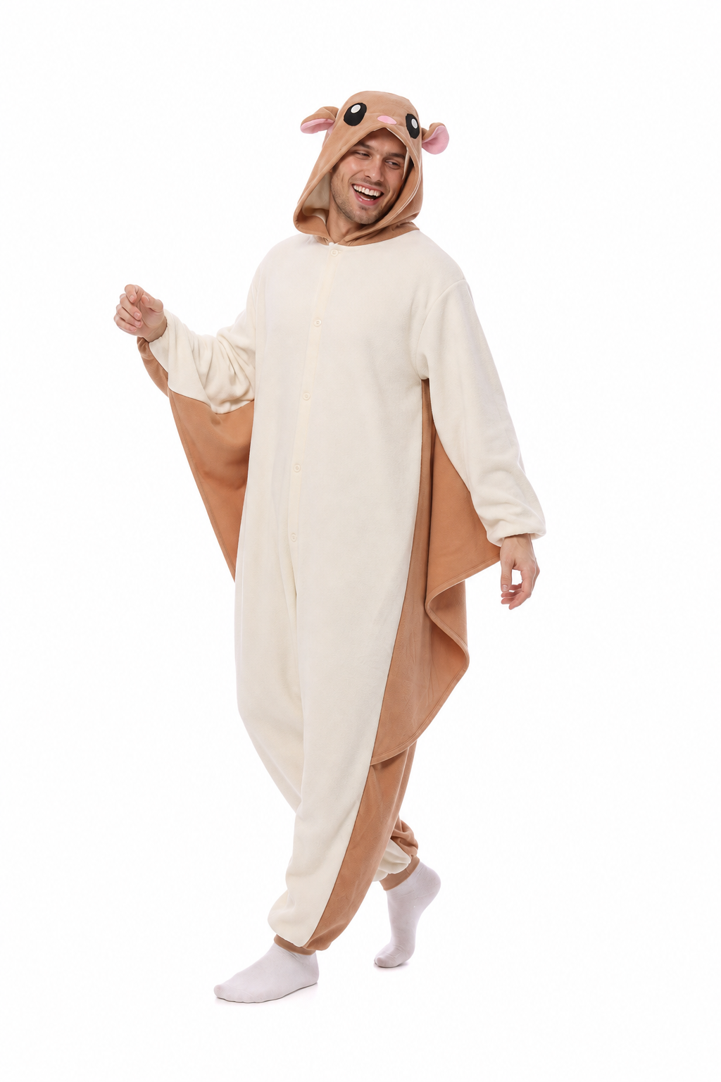 Adult Cream and Brown Flying Squirrel Onesie