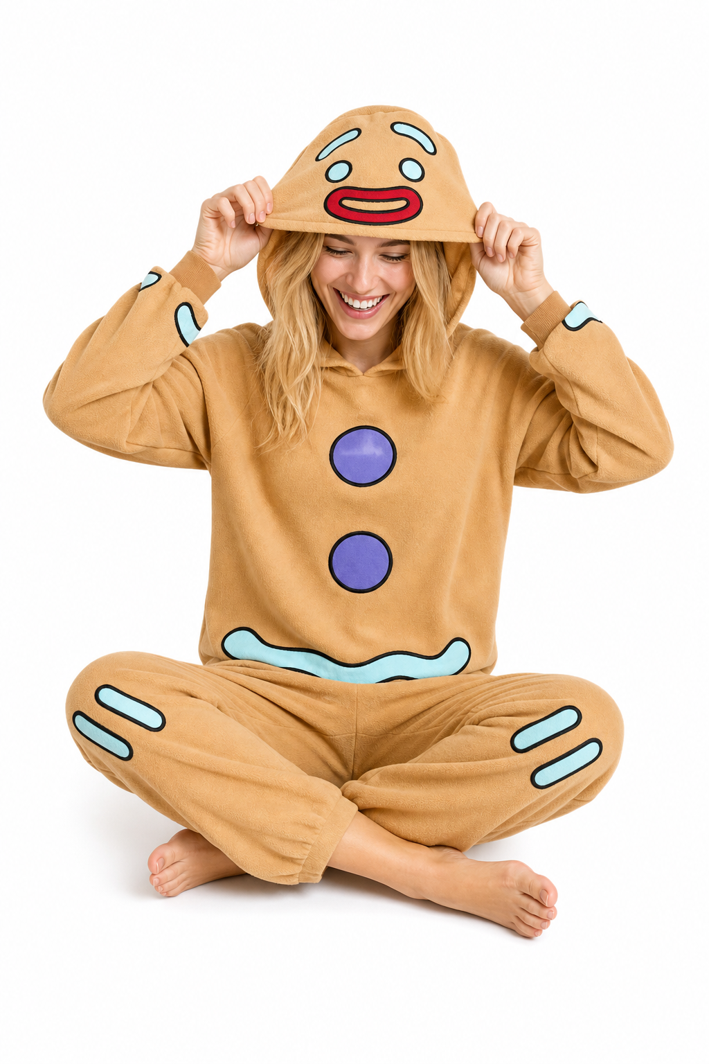 Adult Hooded Gingerbread Man Kigurumi Onesie