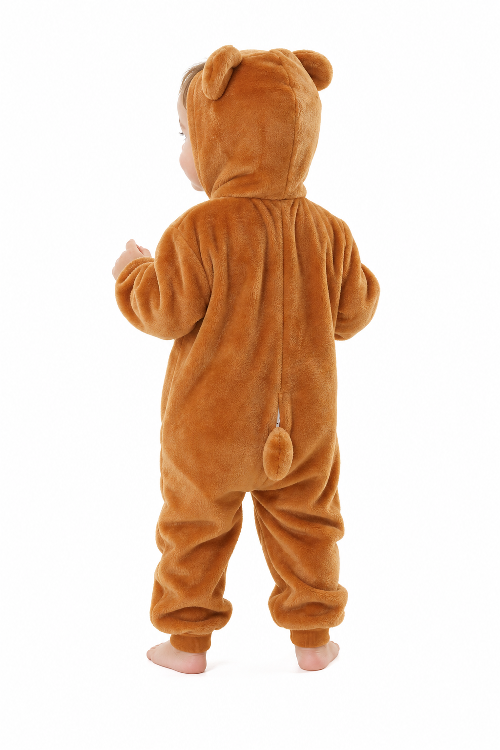 Baby Brown Plush Bear Hooded Onesie