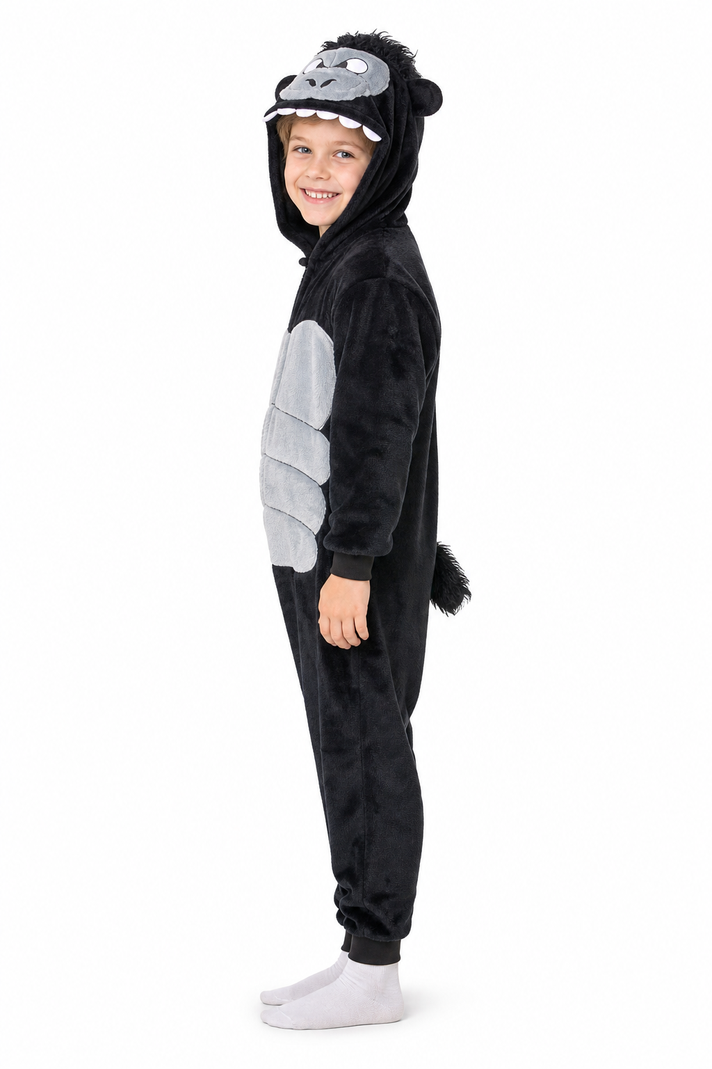 Kids' Hooded Black Gorilla Kigurumi Costume Onesie