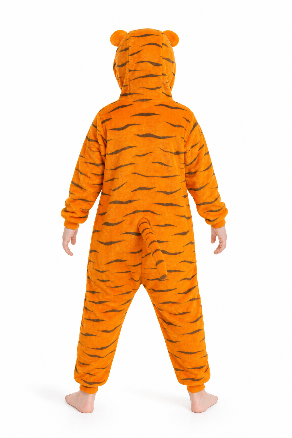 Kids' Hooded Yellow-Bellied Orange Tiger Kigurumi Costume Onesie