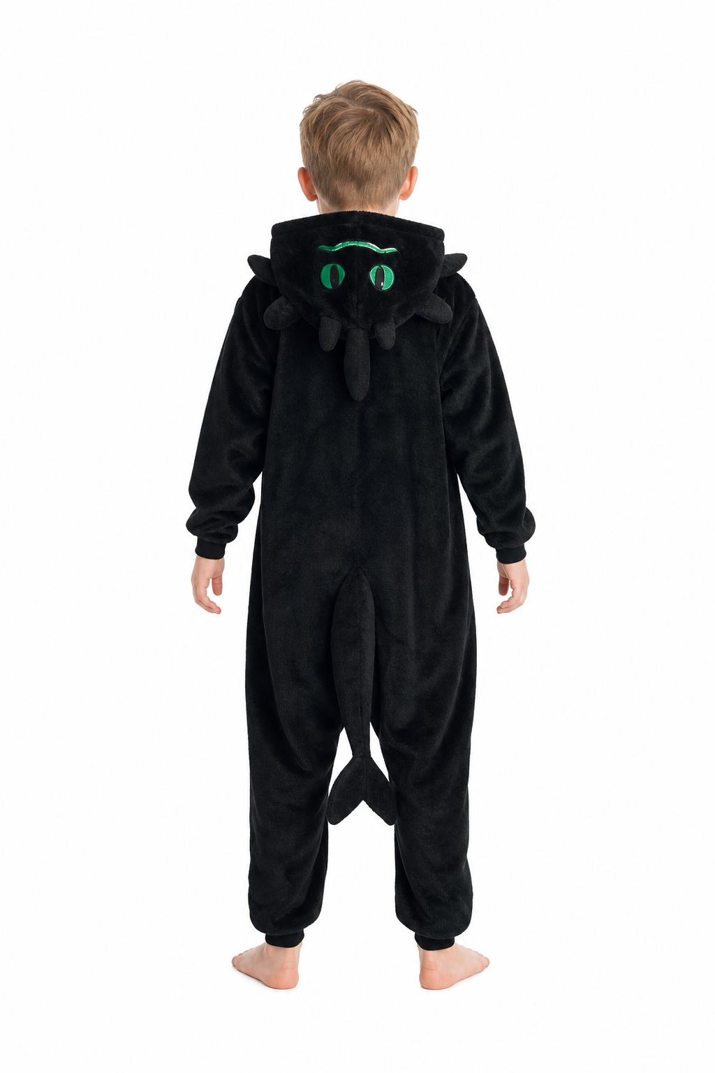 Kids' Hooded Black Dragon Kigurumi Costume Onesie