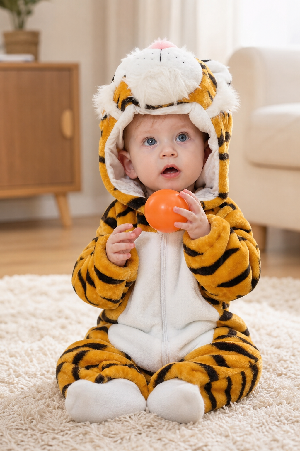 Plush Hooded Baby Tiger Costume