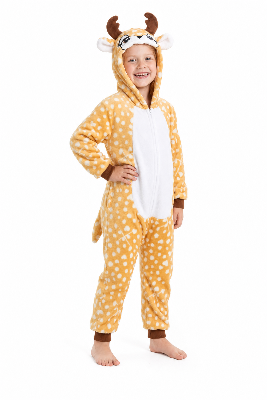 Kids' Hooded Golden Spotted Fawn Kigurumi Onesie