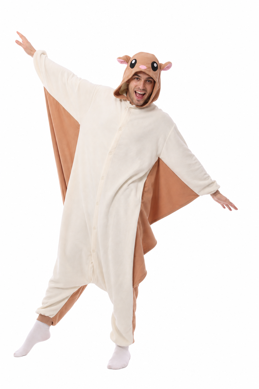 Adult Cream and Brown Flying Squirrel Onesie