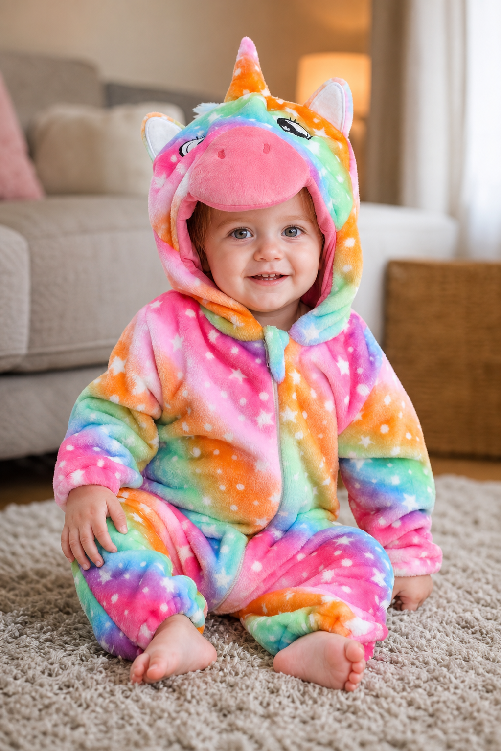 Baby Rainbow Star Unicorn Plush Onesie