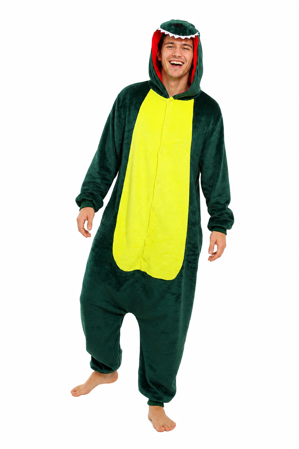 Adult Hooded Dark Green Dinosaur Kigurumi Onesie