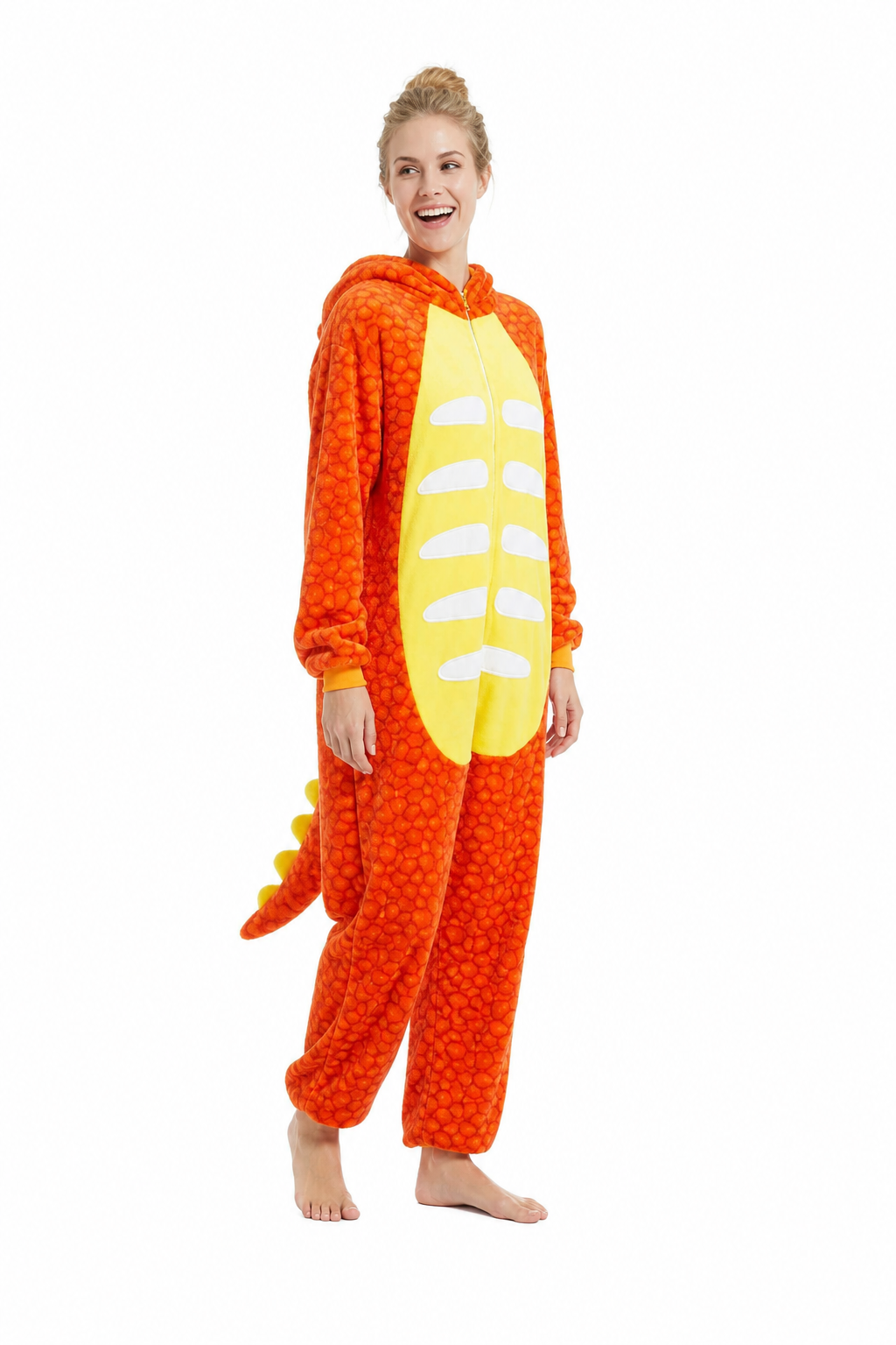 Adult Hooded Orange Dragon Kigurumi Onesie