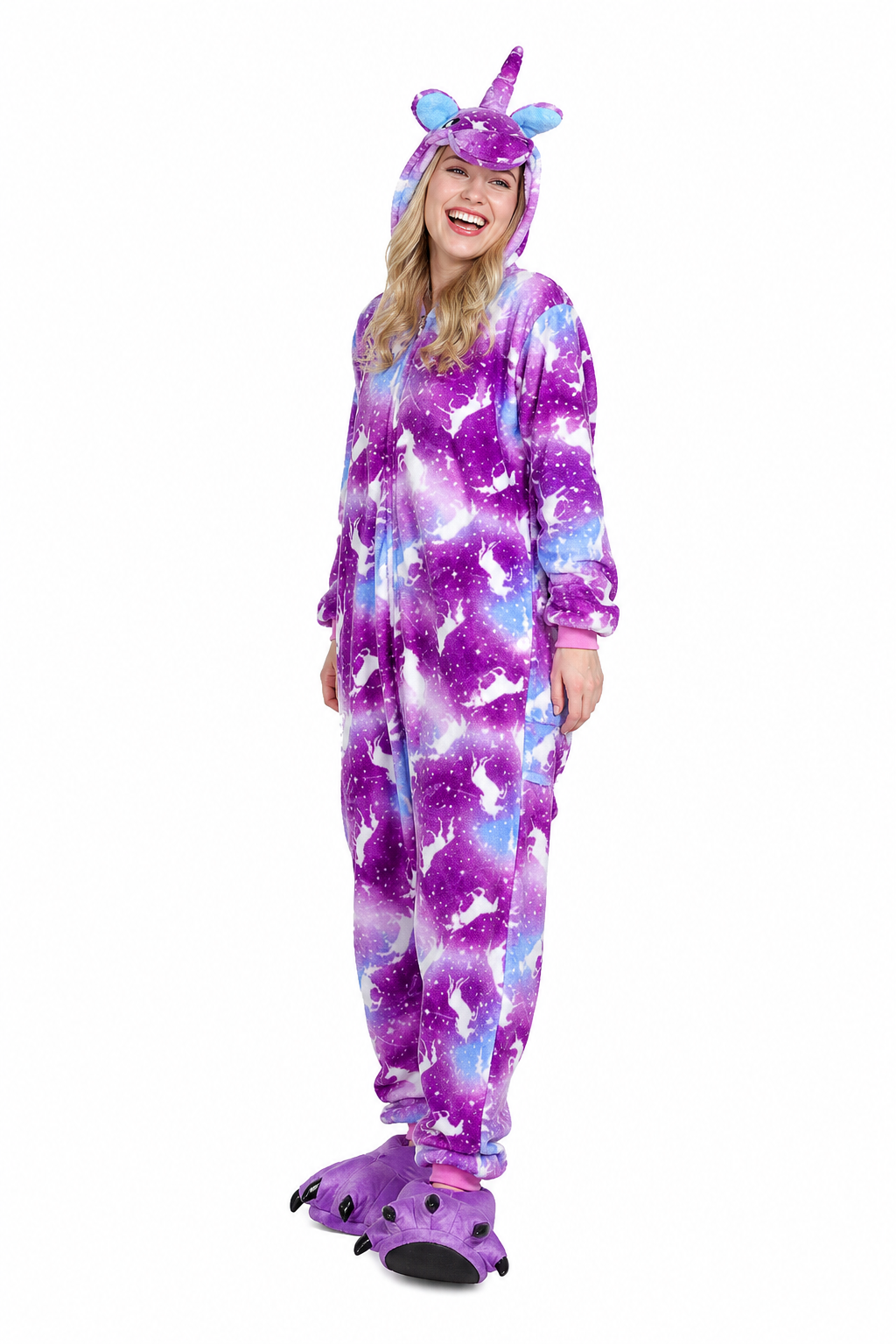 Adult Hooded Blue & Violet Galaxy Unicorn Kigurumi Onesie