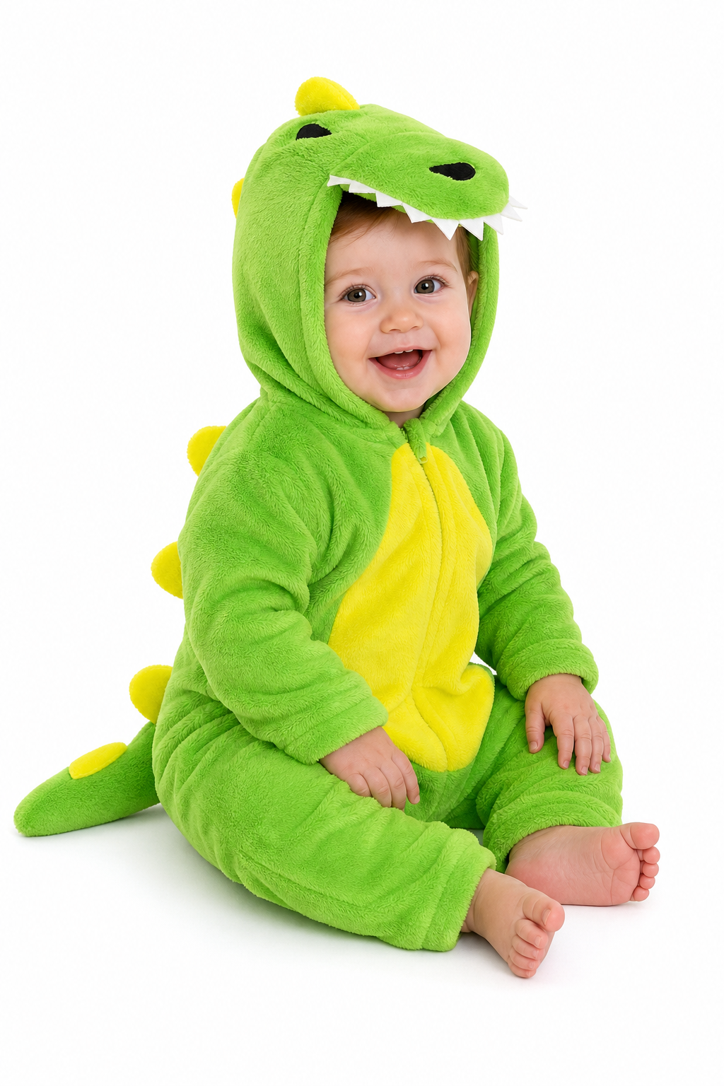 Green Plush Dinosaur Baby Hooded Kigurumi Onesie