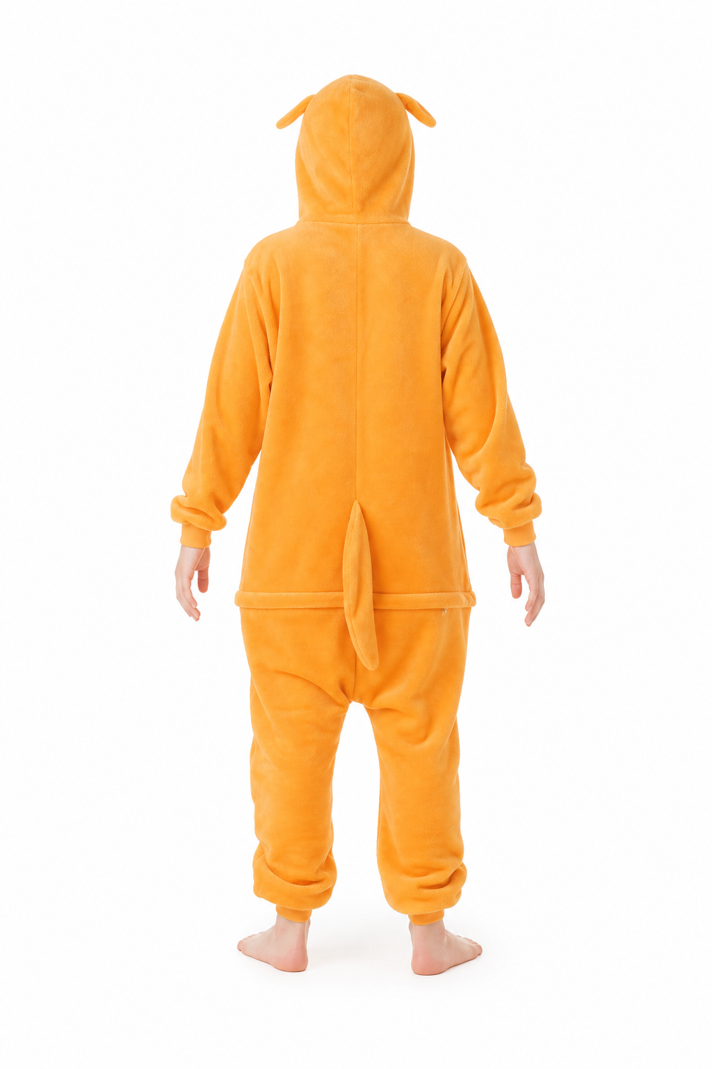 Kids' Hooded Orange Kangaroo Kigurumi Pajama Onesie